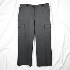 LOFT Trousers Women's Size 6 Gray Casual with Cargo Pockets Wide Leg Career Wear